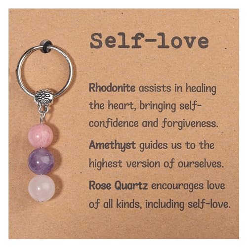 GINAZL Self Care Gifts for Women Men, Healing Crystals and Stones Small Cute Keychain Chistmas Valentines day Birthday Gift for Friends Women Men(SL)