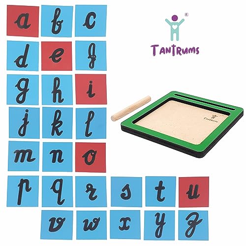 Image of Tantrums Coloured Sand Paper with Tray| Learning Fun Education Puzzle Learning Aid for Kids (Multicolor Pieces) (Cursive)