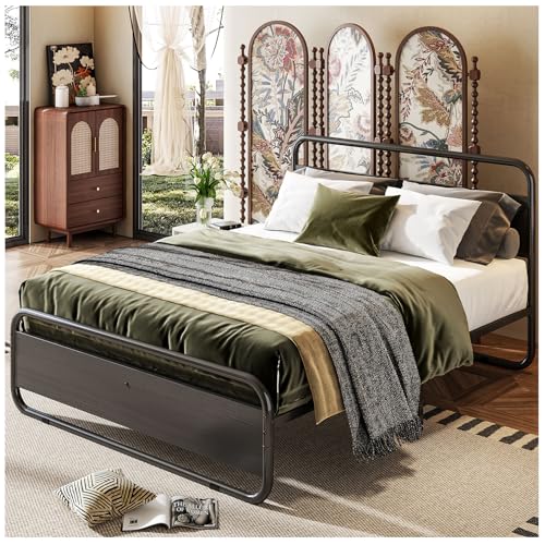 La Mejor Lista de Cama Matrimonial Walmart - los más vendidos. 44 Alma Hogar Base Cama Matrimonial Metálica Tamaño King con Cabecero y Piecero Redondeados,Cama Matrimonial con Plataforma Resistente con 34cm de Espacio de Almacenamiento Debajo...