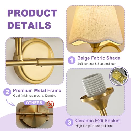 Image of Bathroom Vanity Lights Dimmable Gold Vanity Lighting 4-Light 30.7 inch