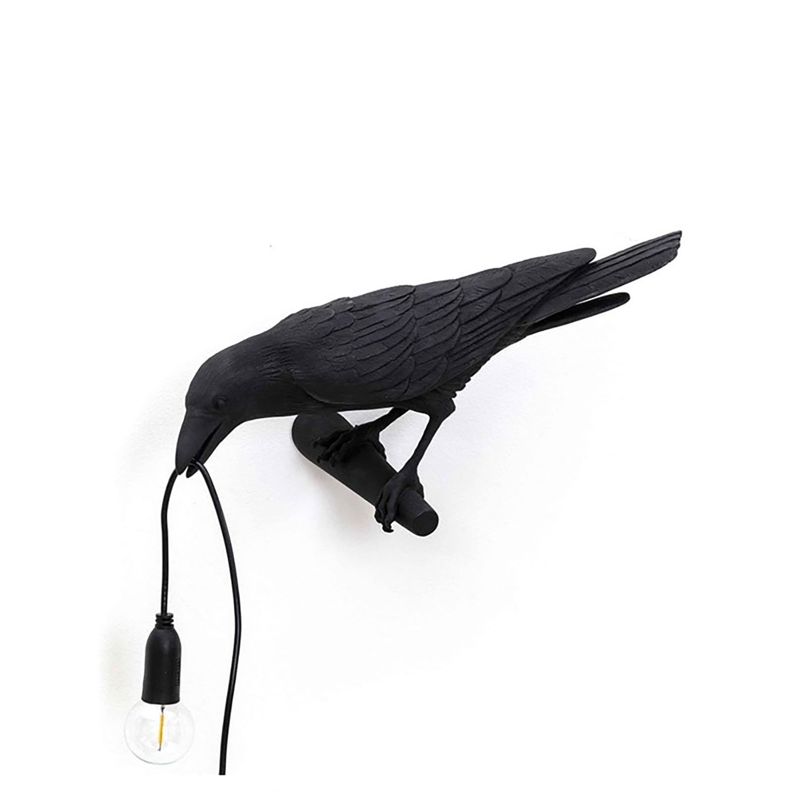 Gothic Crow Lamp for Wall Mounted Decor,Resin Raven Birds Wall Sconce Lighting Black Bird Table Lamps with Plug in Cord,Mordern Art Deco Light