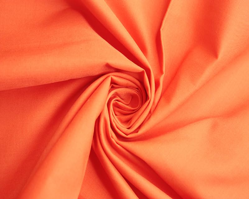 Polycotton -112cm, Durable for Sewing & Dressmaking (Flo Orange, 3 Meters)