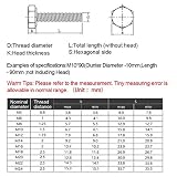 BOZONLI Śruby mechaniczne Śruby sześciokątne zewnętrzne o wysokiej wytrzymałości na rozciąganie Czarne, M8×110mm,2 pcs