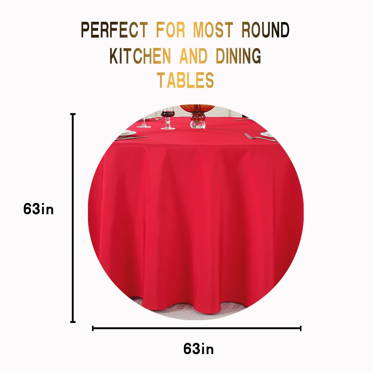 Tischdecke, Polyester, rund, weich und langlebig, ideal für Dinnerpartys, besondere Anlässe und den täglichen Gebrauch, runde Tischdecke, Durchmesser 160 cm, Reisweiß
