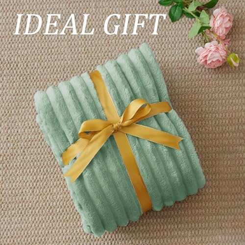Image of BEDELITE Ribbed Fleece Throw Blanket for Couch, Sage Green, 50 inchx70 inch | Ultra-Soft Plush Fleece, Warm Yet Lightweight, Ribbed Texture, Home Decor, Machine Washable, Giftable, All-Season Use