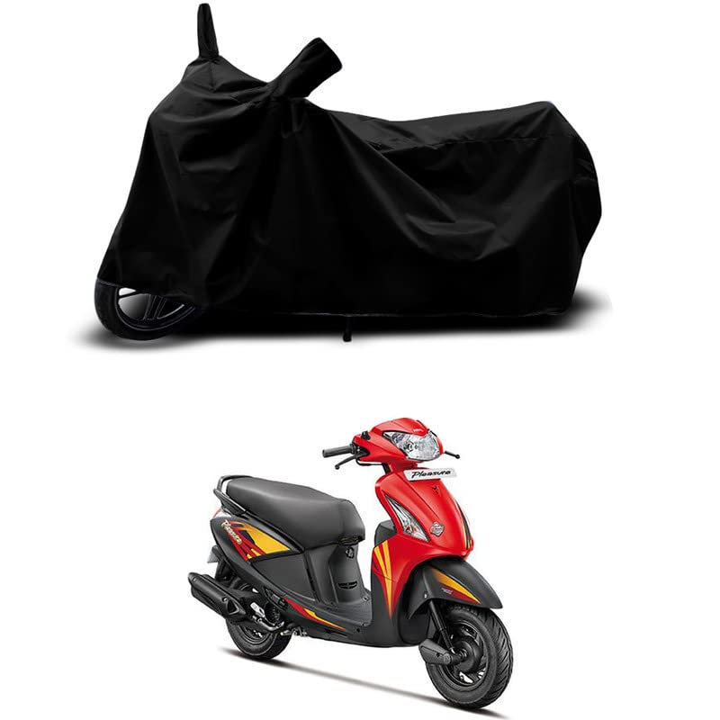 Image of 100% Scratchproof /UV-Rays /Heat Protection /Birds Dropping /Water Resistant /Dust Proof /Waterproof /Full Bike Scooty Two Wheeler Body Cover Compatible for Pleasure All Varients[Black]
