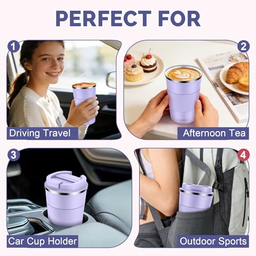 Image of MOMSIV 17oz Travel Mug, Insulated Coffee Cup with Leakproof Lid, Travel Coffee Mug Vacuum Stainless Steel Double Walled Reusable Coffee Cup for Hot and Cold Water Coffee
