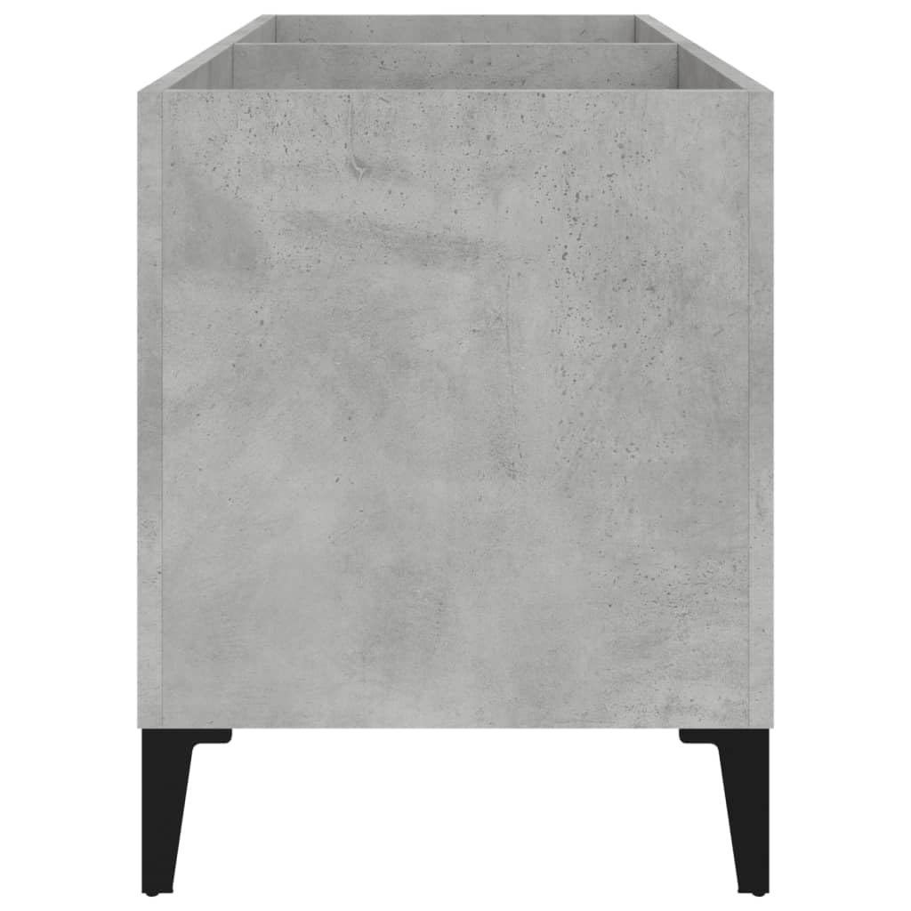 Armadio per dischi grigio cemento, 74,5 x 38 x 48 cm, in legno con piedini in metallo, spazioso armadietto multimediale per vinile, CD, DVD, HiFi, credenza e organizer per home theatre