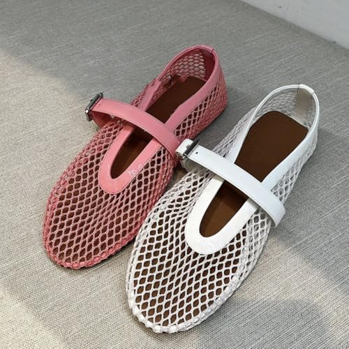 Woven Ballet Flats for Women Mesh Mary Janes Sandals - Retro Cute Plus Size Athleisure Breathable Causal Comfortable Walking Lightweight Running Beach Travel Standing All Day Business Office Trendy3
