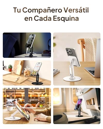 COOPER 360° Stand - Soporte Movil para Mesa Ajustable | Rotación de 360° con Clic, Múltiples Ángulos, Base Metálica No Deslizante, Plegable y Portátil | Soporte Movil Cama, Soporte iPhone (Negro) - imagen 5