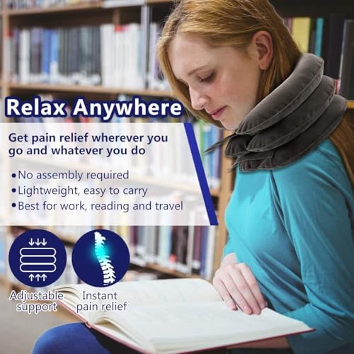 s cervical neck traction device for instant neck pain relief - inflatable amp adjustable neck stretcher neck support brace neck traction pillow for home use neck decompression