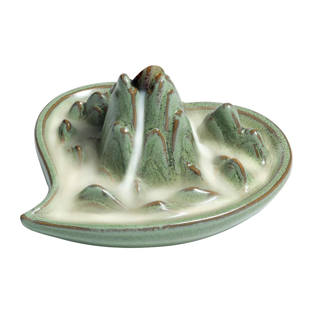 CTRLZS Waterfall Backflow Incense Burner Ceramic, Handmade Small Censer Incense Cone Holder Fountain, Aromatherapy Ornament