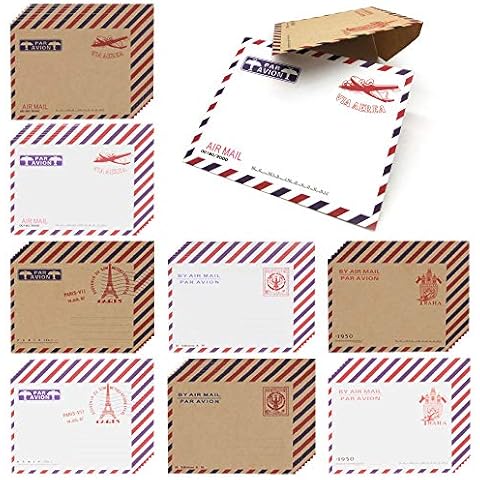 HOSTK 80pcs Mini Kraft Paper Envelopes, Vintage Cards, Invitation Postcards Wedding Birthday Party Notes, Novelty Greeting Cards with 8 Designs Cover