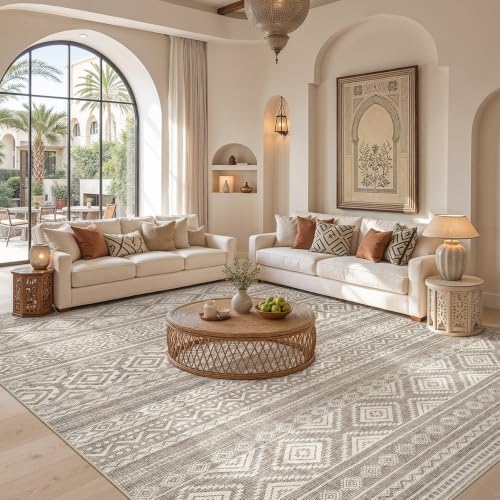 Image of cotiled Boho 5x8 Area Rugs for Living Room: Soft Moroccan Washable Rug