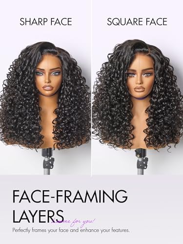 Image of LUVME HAIR All-Day Comfort 5X5 Bouncy Curly 180% Density Glueless Wigs Human Hair Pre Plucked Pre Cut Long Black Wig Lace Closure Wigs Frontal Wigs Human Hair Layered Curly
