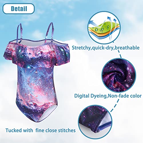 Image of Girls One Piece Swimsuits Off Shoulder Bathing Suit for Kids Hawaiian Swimwear 3-16 Years