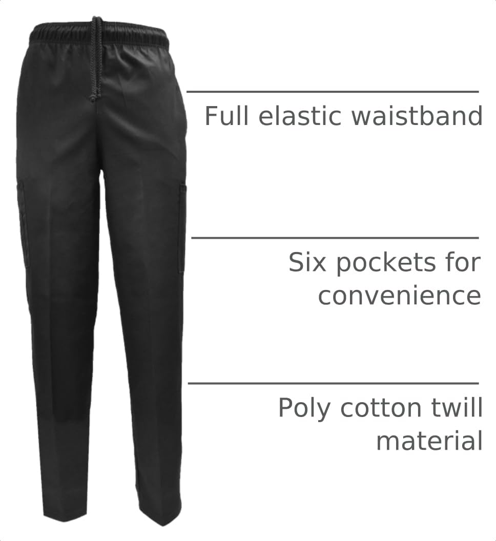Natural Uniforms Classic 6 Pocket Black Chef Pants with Multi-Pack Quantities Available product thumbnail 6
