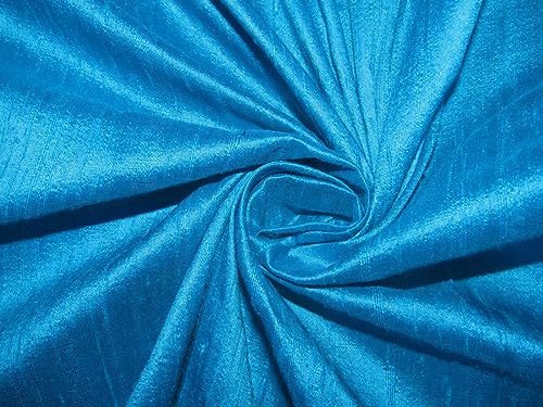 Soie Dupioni bleu turquoise anti-plis MM DUP2 tissu 111cm pour vêtements structurés