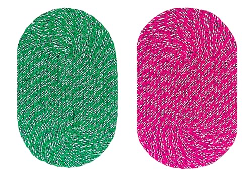 Image of Doormats Combo |Doormats| Handmade Cotton Doormat | Quick Dry, Washable Door Mat for Home, Bathroom & Bedroom (33X53 CM)(Green-Pink)