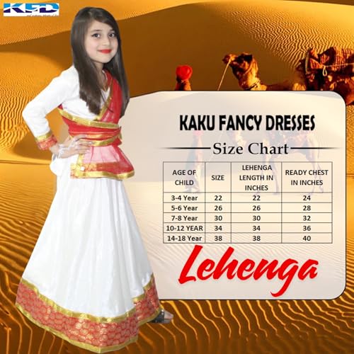 Image of Kaku Fancy Dresses Traditional Radha Costume for Girls - Red & Yellow Lehenga Choli with Dupatta | Indian Mythological Fancy Dress for Janmashtami - 14-17 Years