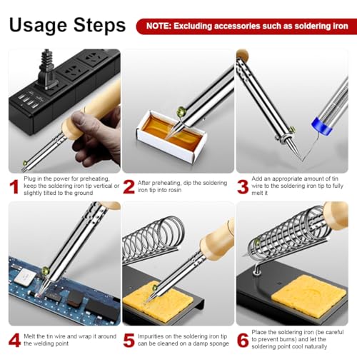 Image of Serplex 100W Electric Soldering Iron EU Plug, Fast Heating Wood Handle Soldering Tool with Fine Metal Tip, High-Power Welding Iron for DIY, Electronics Repair & Craft Projects