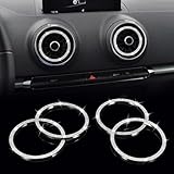 TOMALL 4pcs Bling AC Vent Outlet Ring Cover Compatible with Audi A3 S3 RS3 Q2 Air Conditioning Inner Vent Trim Decorations Diamond Interior Accessories for Car-(Inner Ring)