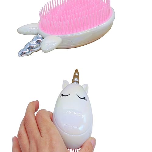 Miniatura 3 de Lindo peine de unicornio, cepillos de pelo para niños pequeños, masaje suave antiestático desenredante para niños, cepillos de cabello rizado y