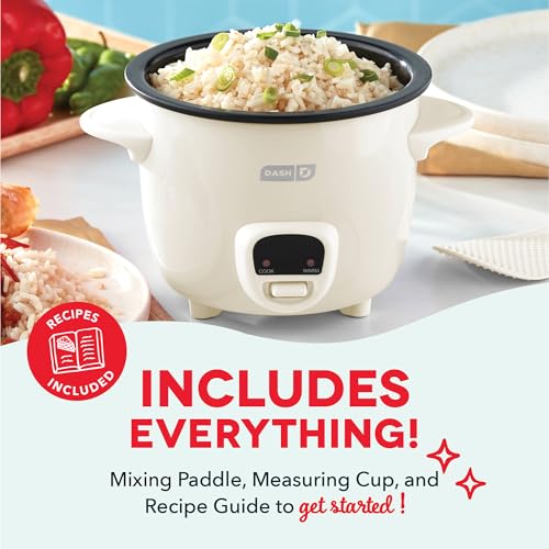 Dash Mini Rice Cooker Steamer with Removable Nonstick Pot, Keep Warm Function & Recipe Guide, 2 cups, for Soups, Stews, Grains & Oatmeal - Cream 6 Dash Mini Rice Cooker Steamer with Removable Nonstick Pot, Keep Warm Function & Recipe Guide, 2 cups, for Soups, Stews, Grains & Oatmeal - Cream - Image 7
