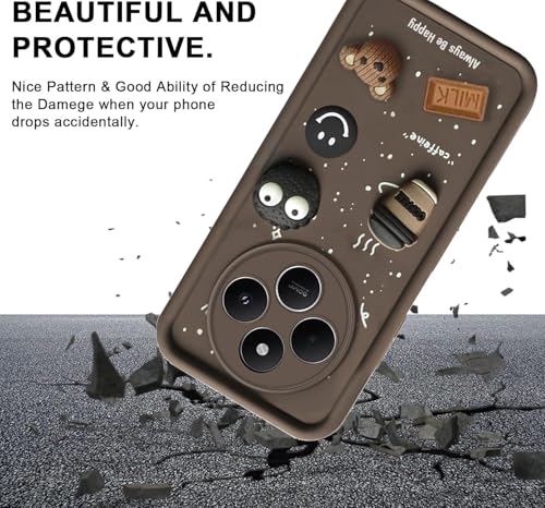 Image of GoldKart Back Case Cover Compatible for Redmi A4 5G | Poco C75 5G | Redmi 14C 5G | Cute Fun Cartoon 3D Ball Coffee Silicone Case | Full Body Protection Back Cover - Brown