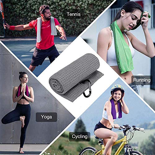 Mirrwin-Toalla-de-Golf-Toalla-de-Golf-de-Microfibra-Plegable-con-Anillo-de-Fijacion-Adecuado-para-Bicicleta-de-Carretera-Golf-Yoga-Deportes-de-Fitness-al-Aire-Libre-2-Piezas-NegroGris