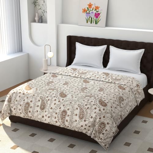 Image of Cotton Bedding Set King Size| 300 TC Double Bed Duvet Cover with Zipper (90x100 in), Double Bed Fitted Bedsheet (72x78+10 in Depth), 2 Pillow Covers (18x28 in) |Warm|DBC 053|Phulkari White