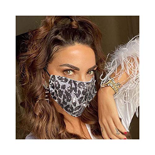 Campsis Sparkle Metal Mask Black Leopard Printed Rhinestone Masquerade Mesh Mask Sparkle Party Halloween Nightclub Mardi Gras Face Mask for Women and Girls