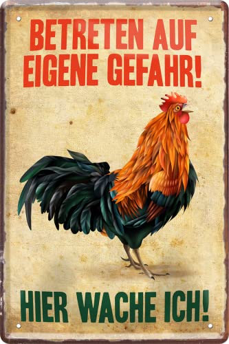 schilderkreis24 Lustiger Spruch “Betreten auf eigene Gefahr“ Deko Geschenkidee Hühnerstall Witziges Geschenk Geburtstag…