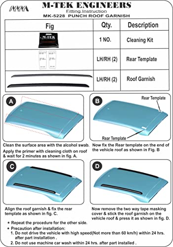 Image of M-Tek Drill Free | Roof Rails | for Tata Punch | ABS | Original Look | Black