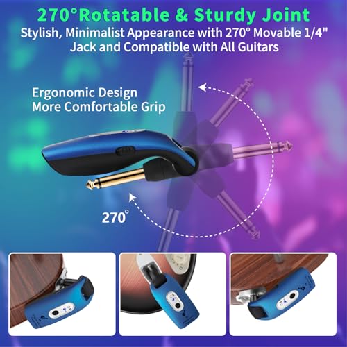 Image of A9 Wireless Guitar System 2.4GHz Built-in Rechargeable Lithium Battery 270Rotate Audio Wireless Transmitter Receiver for Guitar Bass Violin Keyboard Electric Instruments (1C-NRJ0-646R)