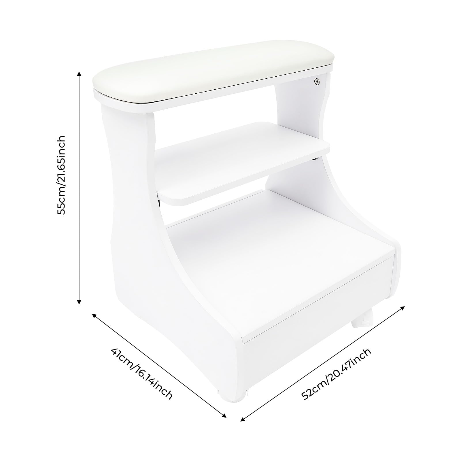 Table Manucure Chariot de Pédicure 52x41x55cm 20kg Charge Roulettes Freins Meuble Pedicure Salon Beauté