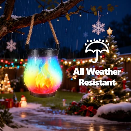 Jyoiat 2 Pack Solar Outdoor Lanterns, Dancing Flame Lights, Multicolor - Image 5