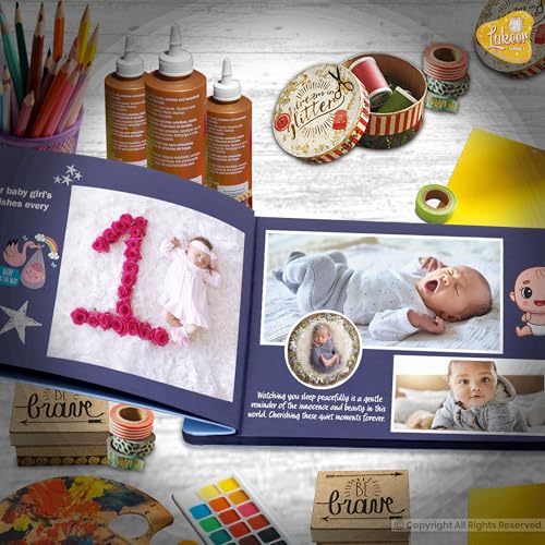 Image of Lakeer 14.5 x 10 Inch DIY Scrapbook-Photo Album | 15 Sheets (30 Pages)-300 GSM Thick | For Photo Album, DIY Craft, Scrapbooking Activity, Sketching (Navy Blue)