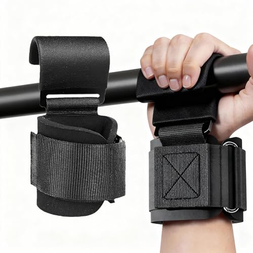 GoodTool A Pair Of Weight Lifting Hooks Wrist Support Straps For Gym Workouts Pull Ups Powerlifting Rows Shrugs Strength Training(black)