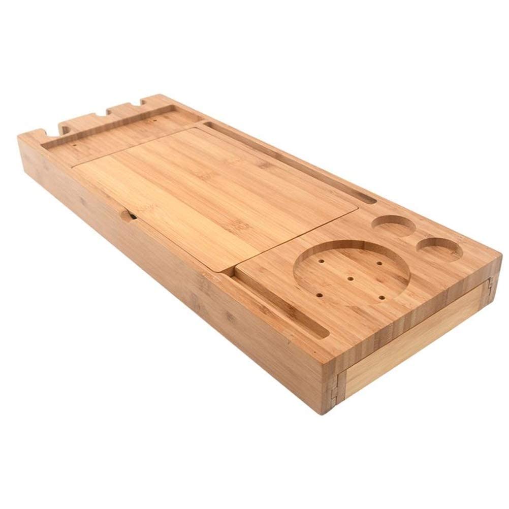 Bandeja para bañera, Puente de baño, Estante de Almacenamiento telescópico con Espejo para baño y hogar