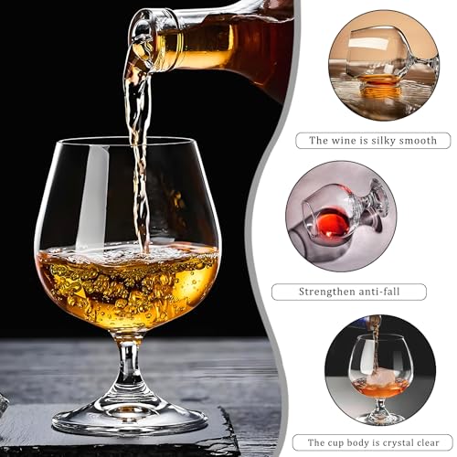 Image of Cognac Glasses, Set of 4 Brandy Snifter Glasses, 11.5 Oz Short Wine Glass, Short Stem Wine Glass Set for Bourbon, Cognac, Brandy, Drinking Cups (4 PCS)