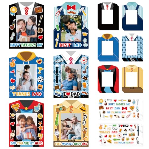 Sereliy 24 PCS Father's Day Picture Frame Craft Paper DIY Photo Frame Craft Decorations for Father Gifts(Father)