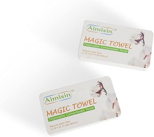 Miniatura 9 de Toallas comprimidas, desechables, suaves y duraderas, 100% algodón para el hogar, baño, viajes, campamento (M-11.8 x 31.5 pulgadas, 1 paquete (10