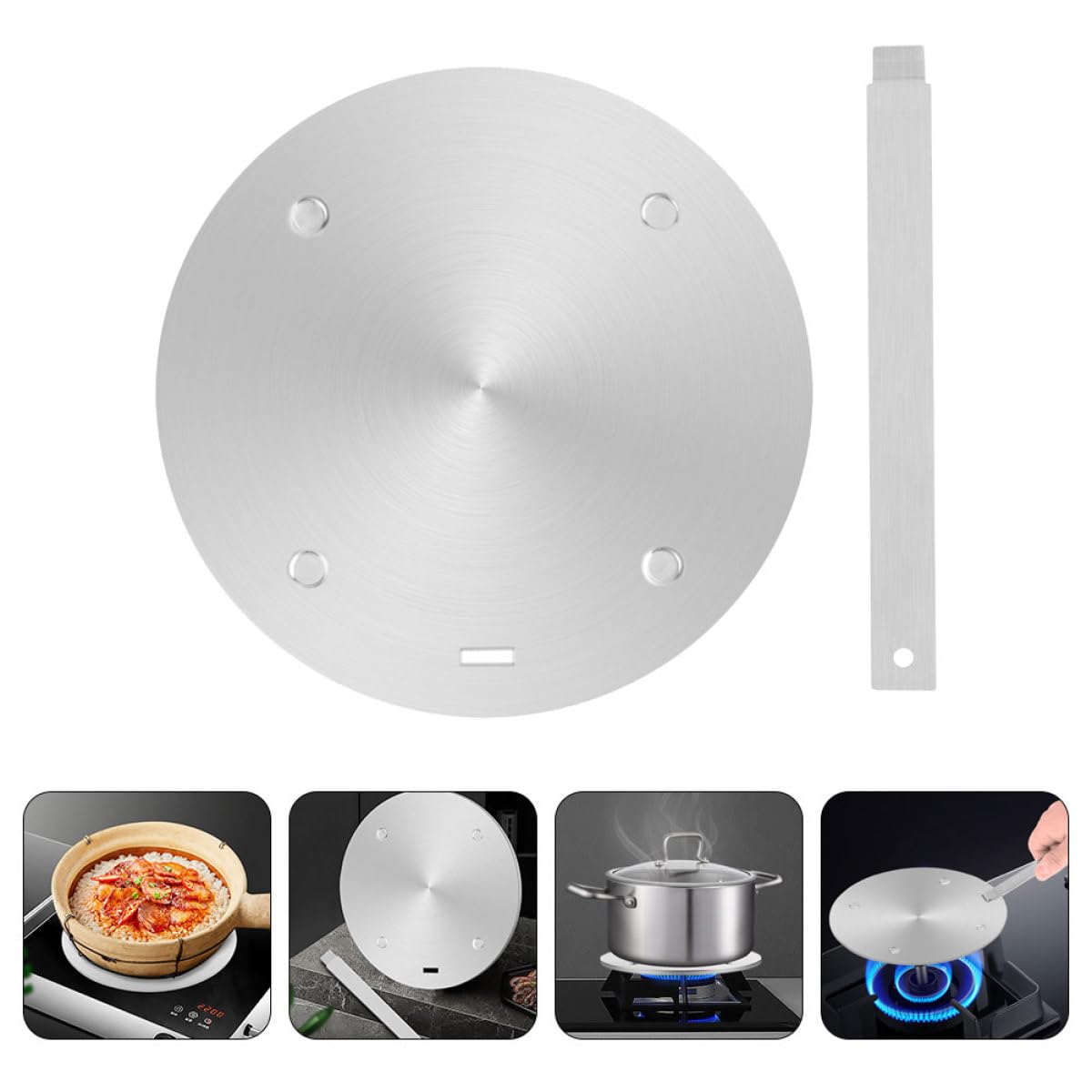 Placa Adaptadora Difusor de Calor de Acero Inoxidable para Inducción Resistente y Fácil de Limpiar Adecuado para Utensilios de Cocina en Gas y Eléctrica