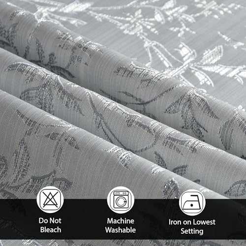 Image of FRESH FROM LOOM Heavy Jari Jacquard Premium Luxury Floral Curtain 5 Feet Window for Living Room | Light Blocking 80% Semi Blackout | Eyelet Rings | Fade Resistant Parda (5feet, Grey, 1pc only)