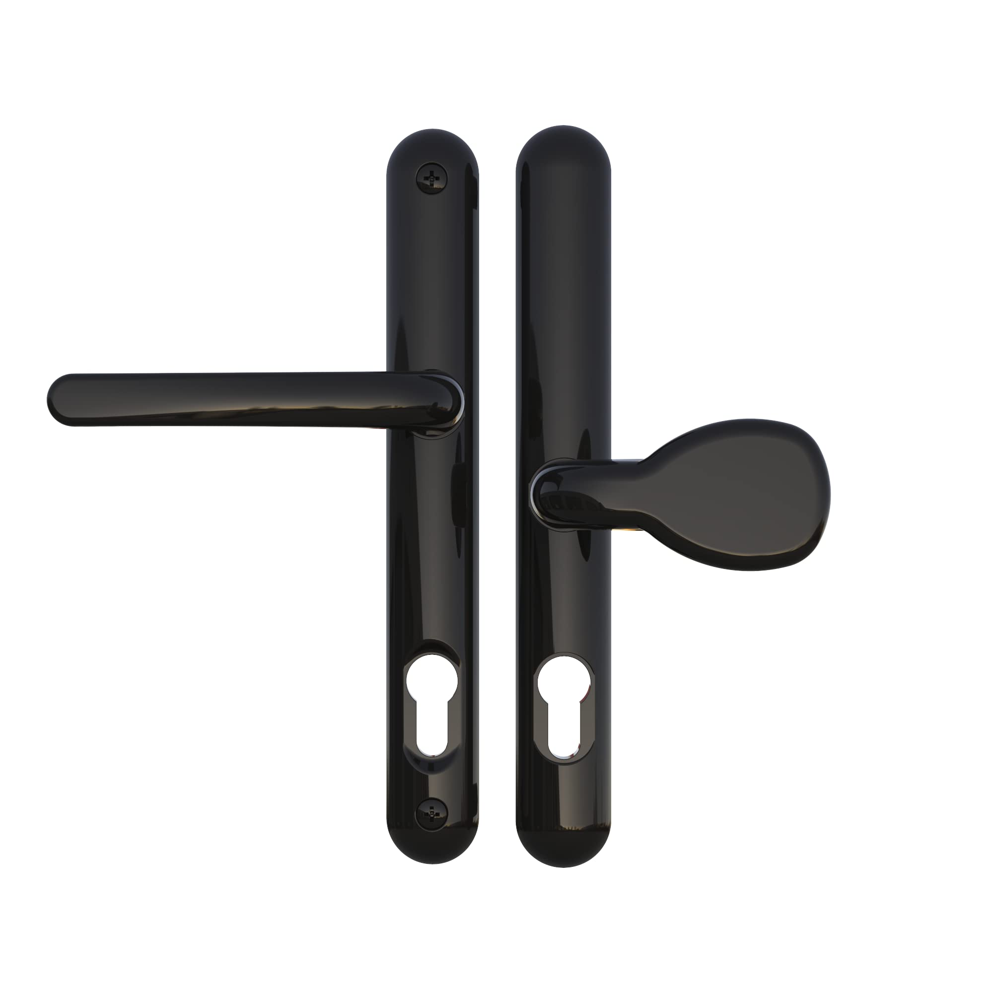 Ultion Sweet Black Pad Style Door Handle Set, 211mm (Long Fixings)