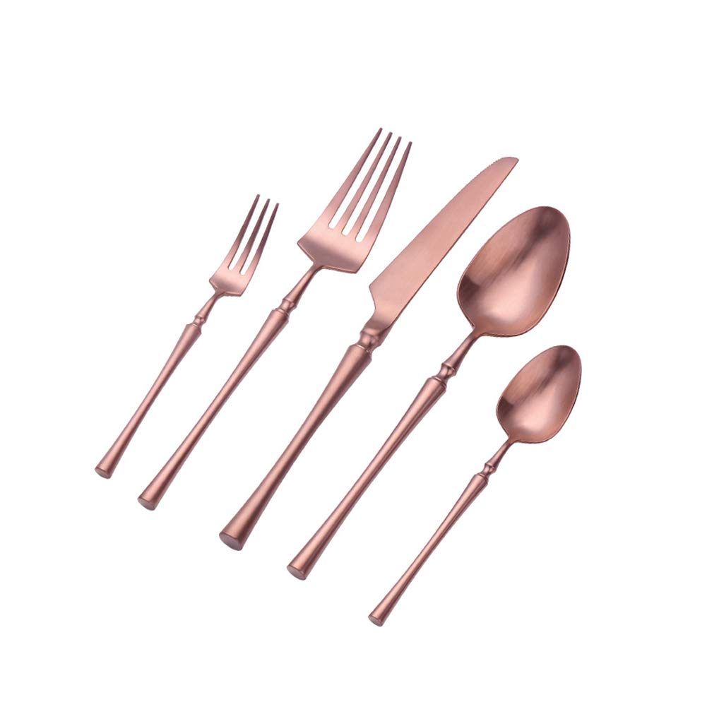 Cuchara de postre de acero inoxidable 304 tenedor de frutas oro rosa cubiertos occidentales hogar