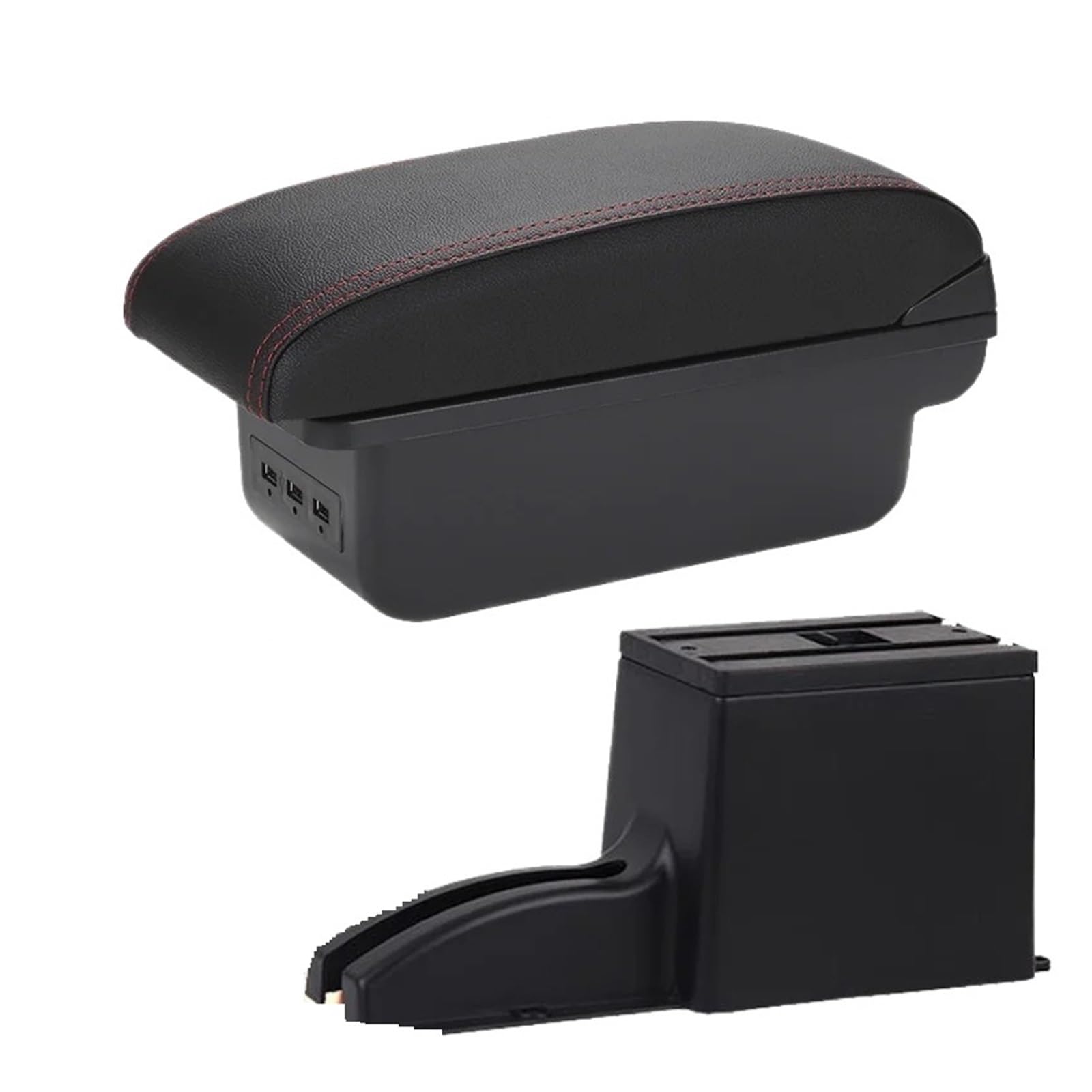 Umdjju B1 Black Red 3Usb For Lada For Granta For Kalina Car Armrest Storage Box Accessories Interior Details Car Centre Console Armrest Box(B1 Black Red 3Usb)