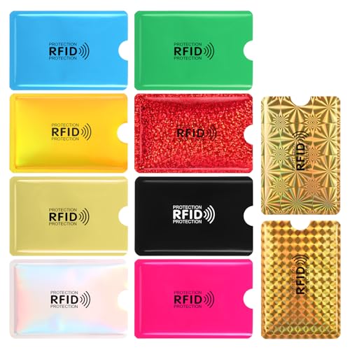 HonGien 10 soportes para tarjetas RFID, protector de tarjetas de crédito, fundas de bloqueo RFID, protector colorido para tarjetas de crédito para cartera, pasaporte