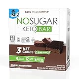 No Sugar Keto Bar Snack, Fudge Brownie, 12 x 1.41oz Bars - Low Carb No Sugar Keto Snack Food with Keto Friendly Macros, 3g Net Carb, 9g Plant Based Protein, 13g Healthy Fat, Sugar Free (0g)